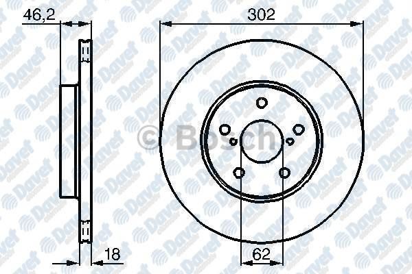 BOSCH 0986478490 Fren Diski On Havali 302mm Toyota Rav 4 2.0 16v (94-00)